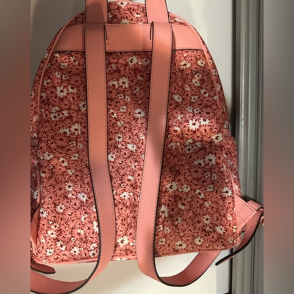 Michael Kors EUC Abbey Pink and White Floral Canvas and Leather Backpack - Picture 10 of 17